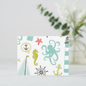 Segelboote & Sea Life Pattern Postkarte (Stehend Vorderseite)