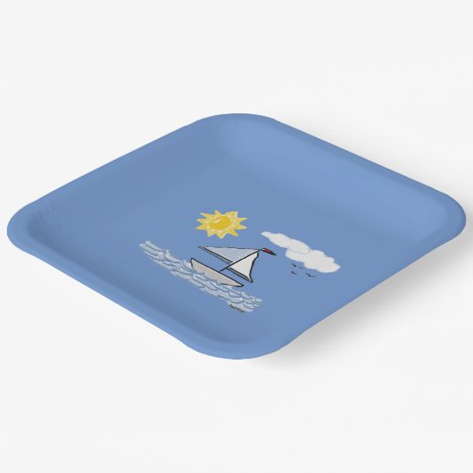 Segelboote Segelboote Segelboote Pappteller (Gewinkelt)