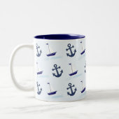 Segelboote und Anchors Muster Blau Zweifarbige Tasse (Links)
