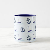 Segelboote und Anchors Muster Blau Zweifarbige Tasse (Mittel)
