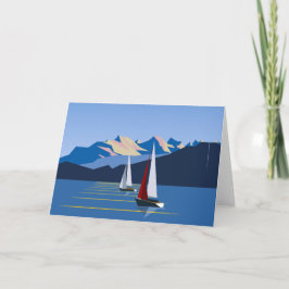 Segelboote und Berge Feiertagskarte