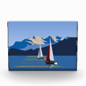 Segelboote und Berge Fotoblock (Vorderseite)