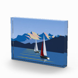 Segelboote und Berge Fotoblock