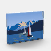 Segelboote und Berge Fotoblock (Links)