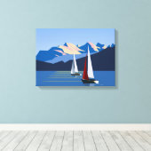 Segelboote und Berge Leinwanddruck (Insitu (Holzboden))