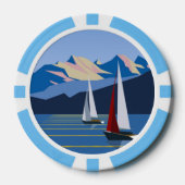 Segelboote und Berge Pokerchips (Vorderseite)