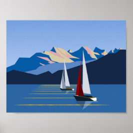 Segelboote und Berge Poster