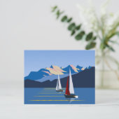 Segelboote und Berge Postkarte (Stehend Vorderseite)