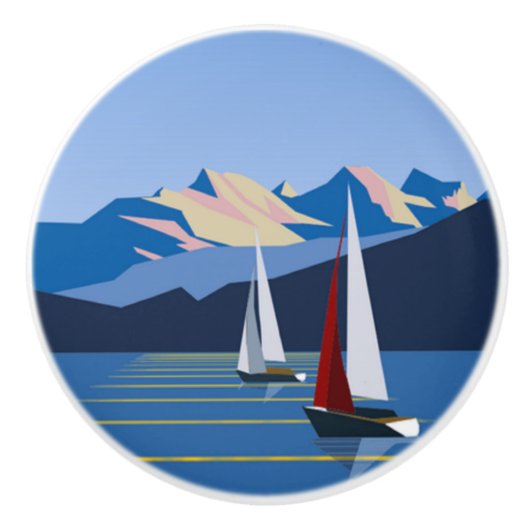 Segelboote und Foto Keramikknauf (Vorderseite)