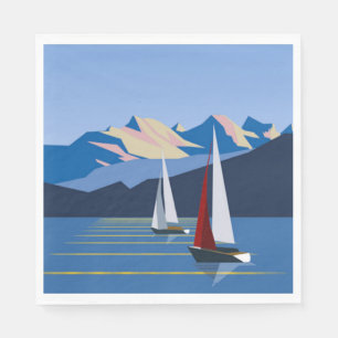 Segelboote und Foto Serviette
