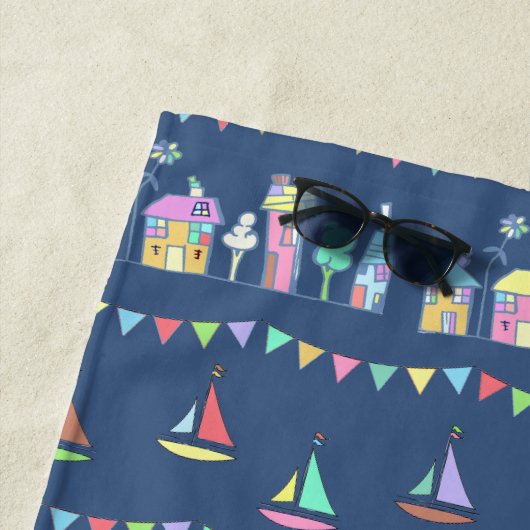 Segelboote und Jagdmuster Strandtuch (Beispiel)