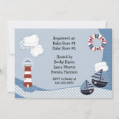 Segelboote und Leuchtturm-Babyparty-Einladung Einladung (Rückseite)