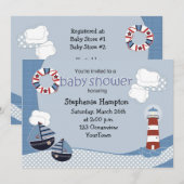 Segelboote und Leuchtturm-Babyparty-Einladung Einladung (Vorne/Hinten)