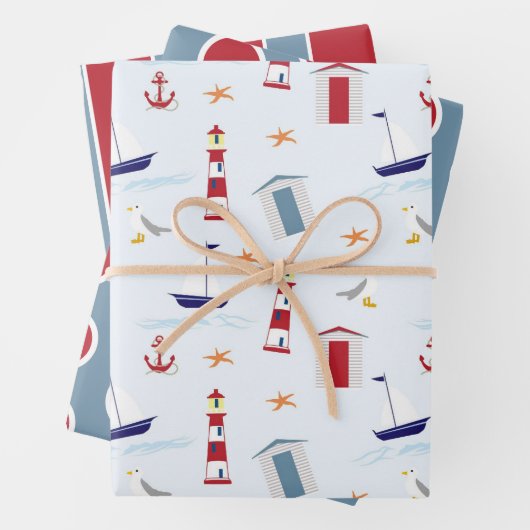 Segelboote und Leuchttürme Umhüllungspapier-Set Geschenkpapier Set (Beispiel)