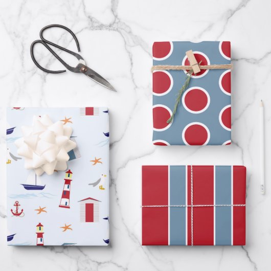 Segelboote und Leuchttürme Umhüllungspapier-Set Geschenkpapier Set (Vorderseite)