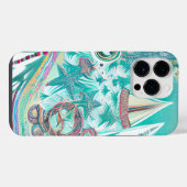 Segelboote und Meereslebewesen Abstrakte Strandkun iPhone Hülle (Rückseite (Horizontal))