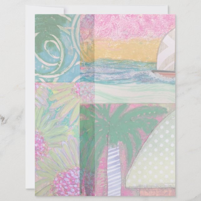 Segelboote und Palm Tree Scrapbook Paper (Vorderseite)
