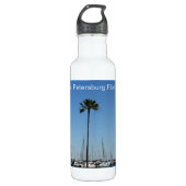 Segelboote und Palmen St. Petersburg Florida Edelstahlflasche (Vorderseite)