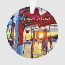 Segelboote und Sonnenuntergang Lopez Island Akryll Ornament