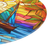 Segelboote und Sonnenuntergänge Glaskunst Schneidebrett (Ecke)