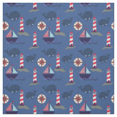 Segelboote und Wale | Leuchttürme Nautical Stoff (Muster)