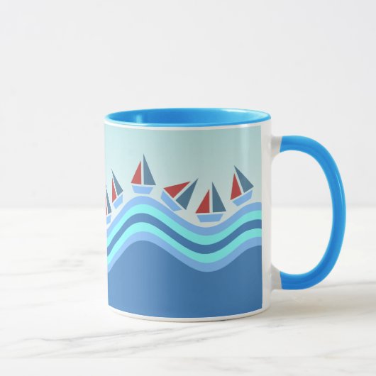 Segelboote und Wellen Tasse (Rechts)