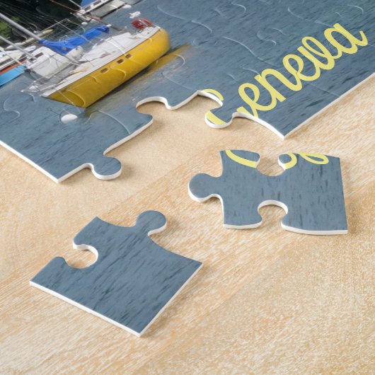 Segelboote verankert am Genfer See Schweiz Puzzle (Seite)