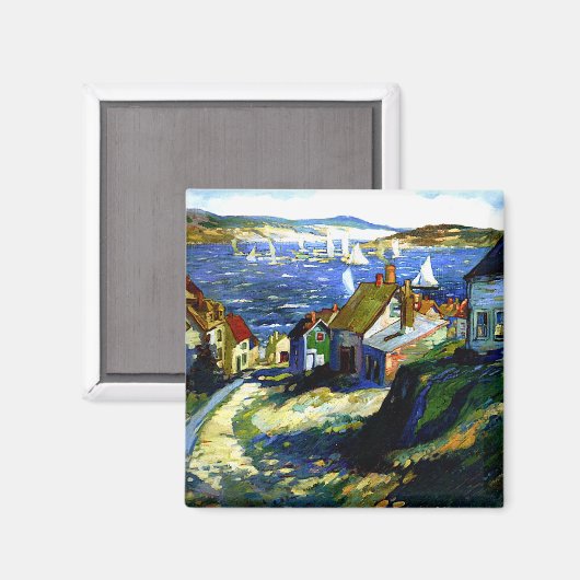 Segelboote vom Hafen, Kunstmalerei, Magnet (Vorderseite/Rückseite)