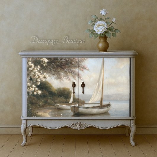 Segelboote von der Shore Decoupage Seidenpapier