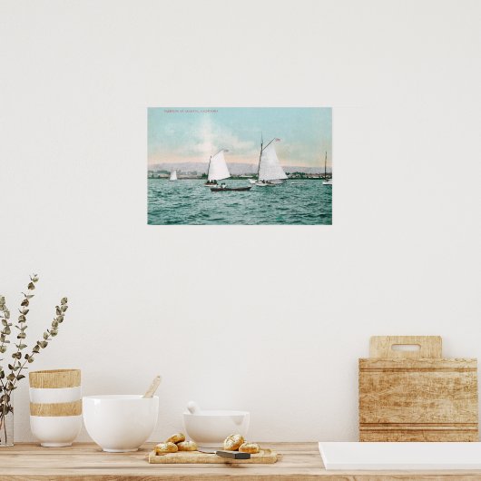 Segelboote vor Alameda Beach Alameda, CA Poster (Küche)