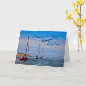 Segelboote vor Anker Geburtstag für Neffen Karte (Gelbe Blume)