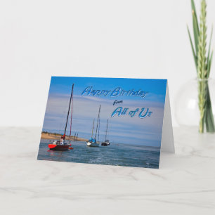 Segelboote vor Anker Geburtstag von uns allen Karte