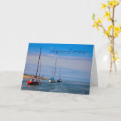 Segelboote vor Anker Geburtstagkarte Karte (Gelbe Blume)