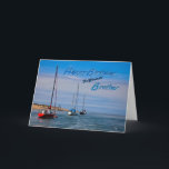 Segelboote vor Anker Geburtstagskarte für Brother Karte<br><div class="desc">Eine Reihe von Segelbooten vor Anker auf einem ruhigen Meer.</div>