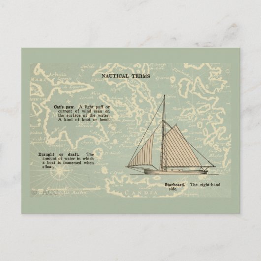 Segelbootnautikbegriffe Postkarte (Vorderseite)