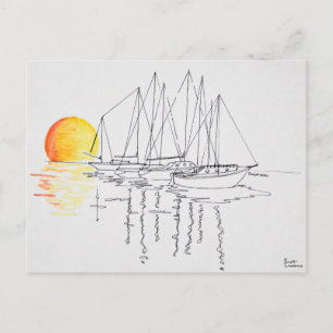 Segelbootreflexion   Concarneau, Bretagne Postkarte