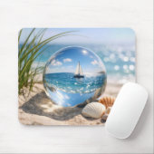 Segelbootreflexion in Glaskugel Mousepad (Mit Mouse)