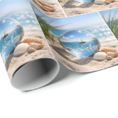 Segelbootreflexion in Glassphäre Geschenkpapier (Rolleneckpunkt)