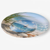 Segelbootreflexion in Glassphäre Pappteller (Schrägansicht)