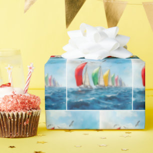 Segelbootrennen auf hoher See Geschenkpapier