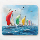 Segelbootrennen auf hoher See Mousepad (Vorne)