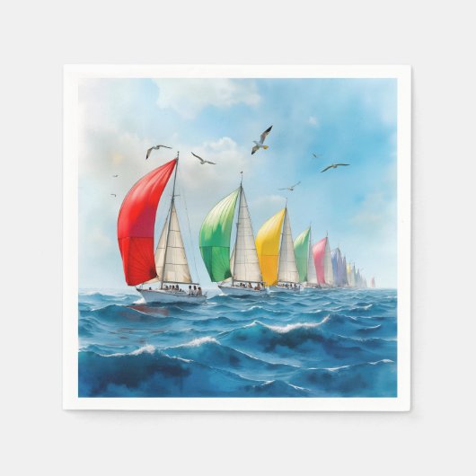 Segelbootrennen auf hoher See Serviette (Vorderseite)