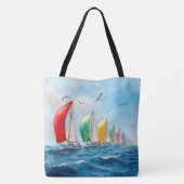 Segelbootrennen auf hoher See Tasche (Rückseite)