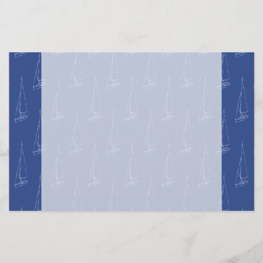 Segelbootsmuster. Dunkelblau. Briefpapier (Vorderseite)