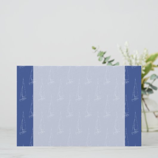 Segelbootsmuster. Dunkelblau. Briefpapier (Stehend Vorderseite)