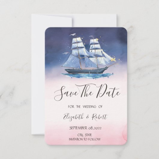 Segelbootstars Nautic Save the Date (Vorderseite)