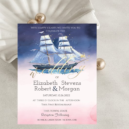 Segelbootsterne Hochzeit Einladung