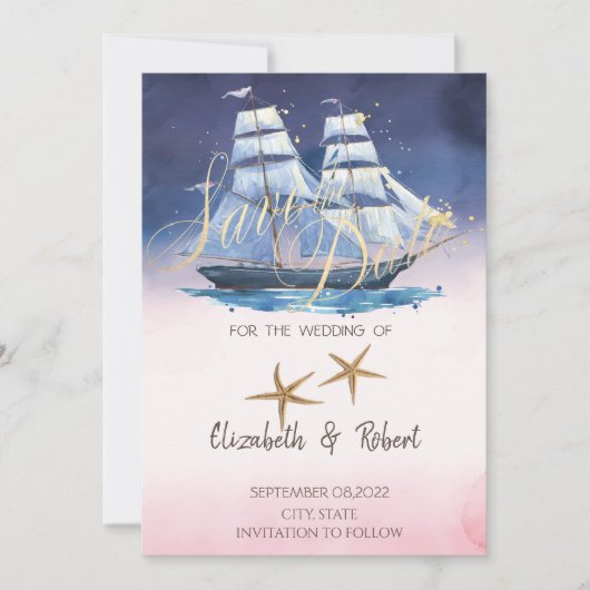 Segelbootsterne Save the Date (Vorderseite)