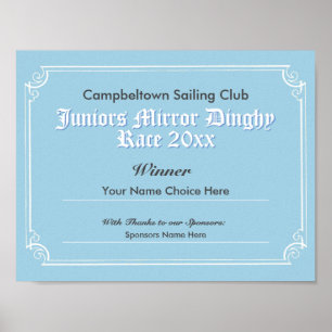 Segelclub Wettbewerb Gewinner-Zertifikat Post Poster