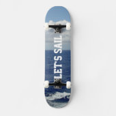 Segelen wir Blue Ocean Fluffy weiße Wolken Skateboard (Vorderseite)